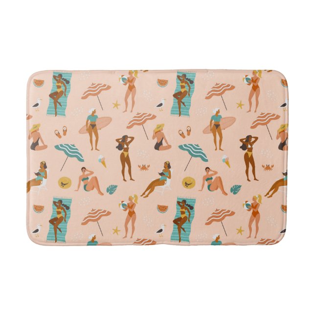 Beach Sunbathers Pattern Bath Mat (Front)