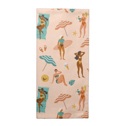 Beach Sunbathers Pattern Cloth Napkin