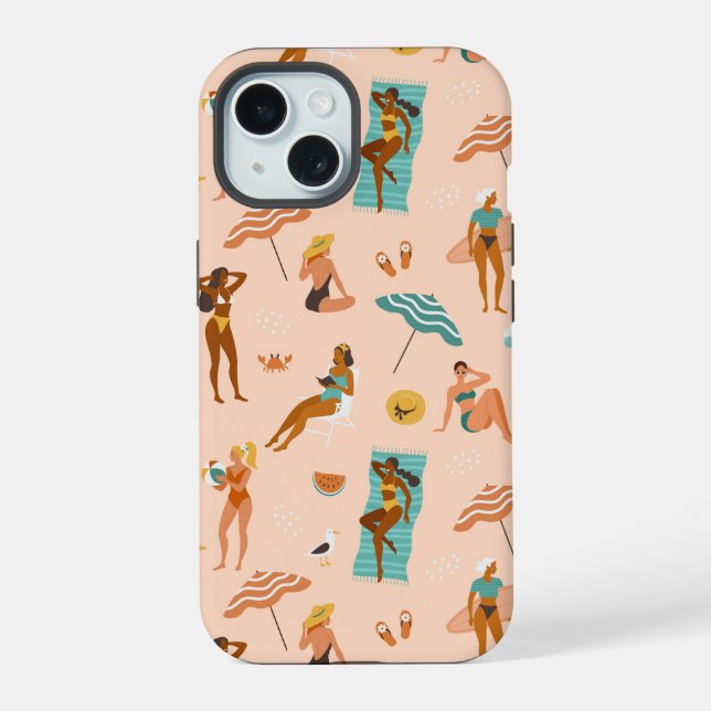 Beach Sunbathers Pattern Iphone Case (Back)