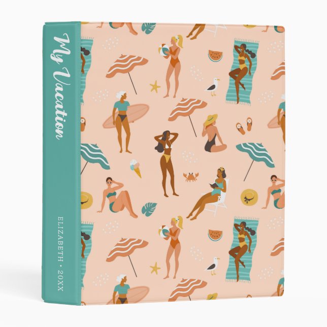Beach Sunbathers Pattern Mini Binder (Front/Spine)