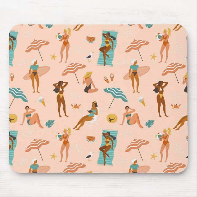 Beach Sunbathers Pattern Mouse Pad (Front)