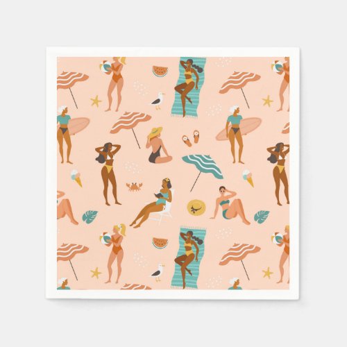 Beach Sunbathers Pattern Napkins