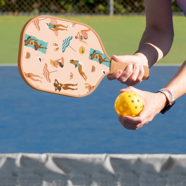 Beach Sunbathers Pattern Pickleball Paddle (Insitu)