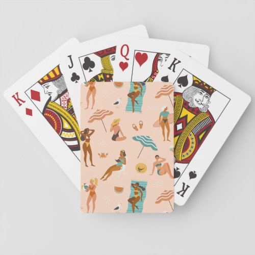 Beach Sunbathers Pattern Poker Cards