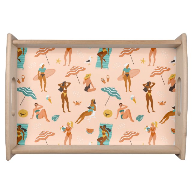 Beach Sunbathers Pattern Serving Tray (Front)