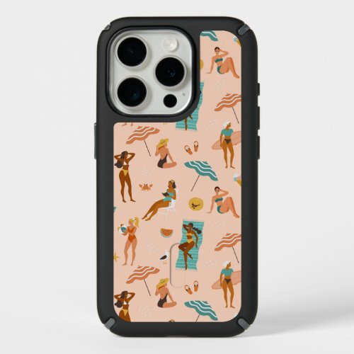 Beach Sunbathers Pattern iPhone 15 Pro Case