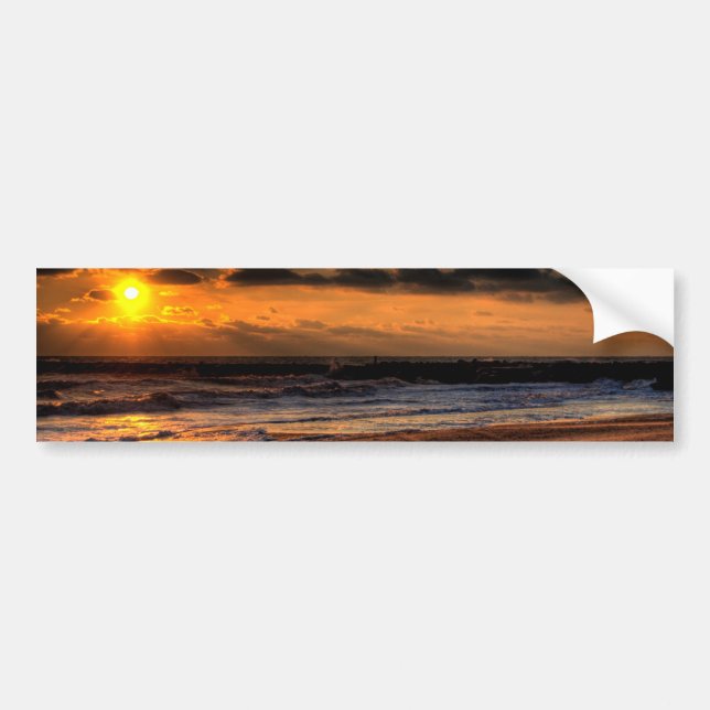 Beach Sunrise Bumper Sticker (Front)