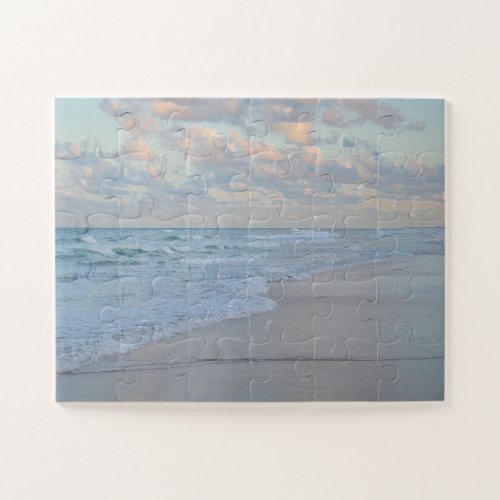 Beach Sunrise Calm Ocean Waters Artistic Art Easy Jigsaw Puzzle