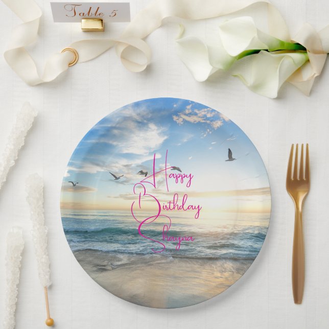 Beach Sunrise Custom Party Paper Plates (Wedding)