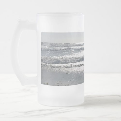 Beach Sunrise Frosted Glass Beer Mug