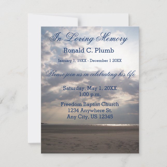 Beach Sunrise | Funeral | Memorial Service Invitation (Front)