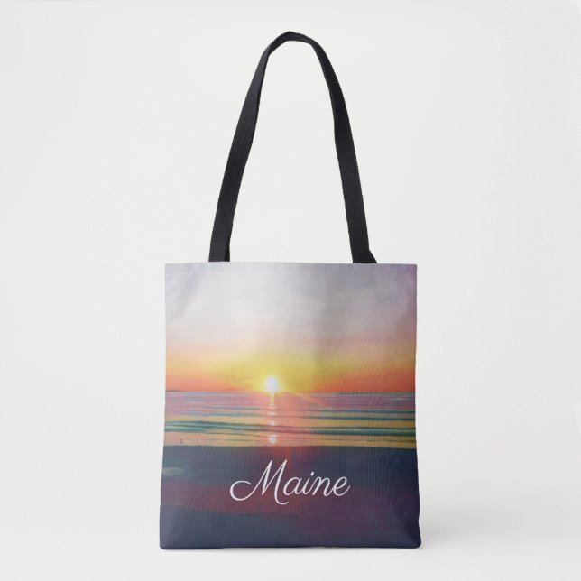 Beach Sunrise Maine Customizable Tote (Front)