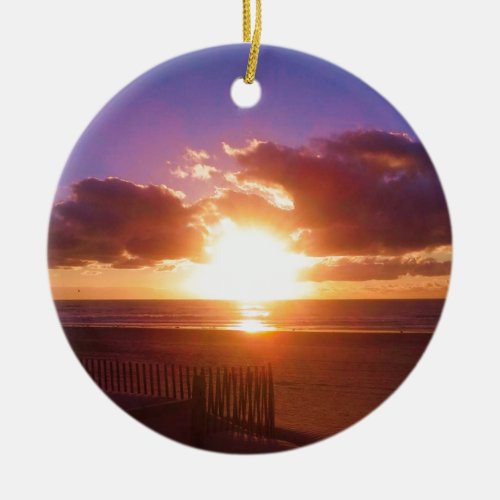 Beach sunrise ornament