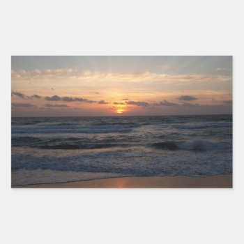 Beach Sunrise Rectangular Sticker by iiiyaaa at Zazzle