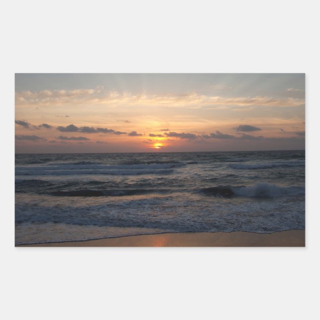 Beach sunrise rectangular sticker (Front)