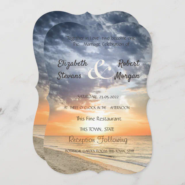 Beach Sunrise String Lights Wedding Invitation Zazzle