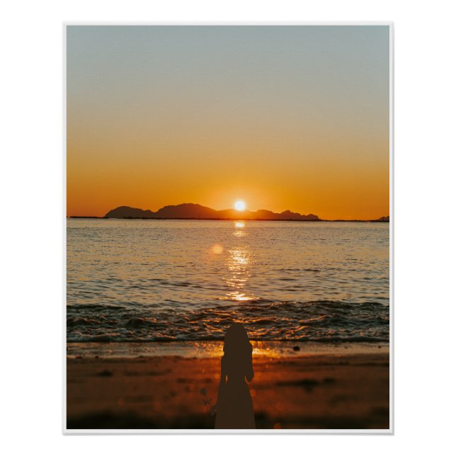 Beach Sunrise Sunset Ocean Waves Poster (Front)