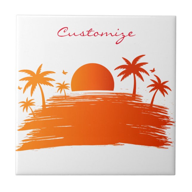 Beach Sunrise Sunset Thunder_Cove Ceramic Tile (Front)