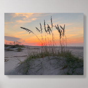 Beach Sunrise through the Dune's Seagrass Acrylic Photo Tile