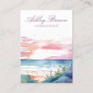 Beach Sunrise Watercolor Jewelry Earring Display Business Card