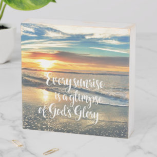 Beach Sunrise with Inspirational Faith Farmhouse Wooden Box Sign