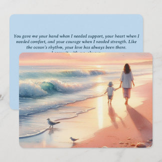 Beach Sunrise with mother & Child Flat Card