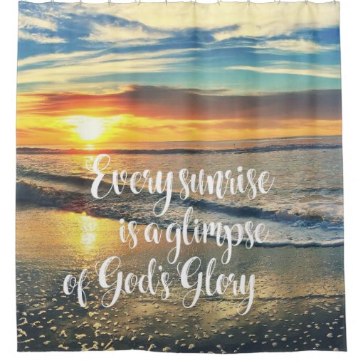 Beach Sunrise with Quote Shower Curtain Zazzle