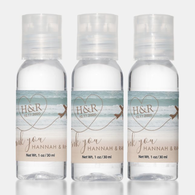 Beach Sunset Airplane Heart Monogram Destination Hand Sanitizer (Set)