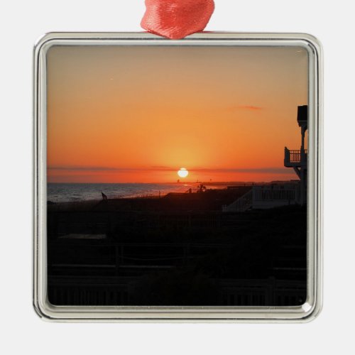 Beach Sunset at Holden Beach NC Metal Ornament
