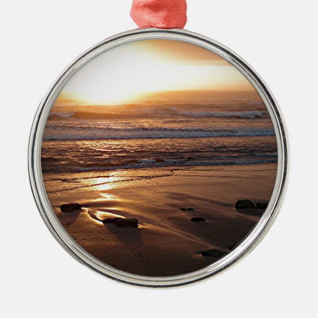 "Beach Sunset at Yachats, Oregon" by Lewis Evans Metal Ornament (Front)