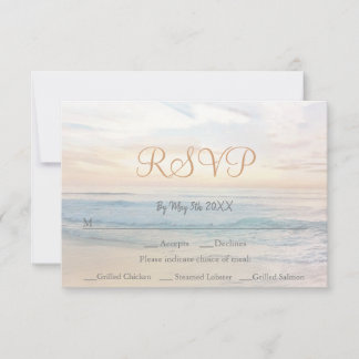 Beach Sunset Beach Themed Seaside Wedding RSVP Card