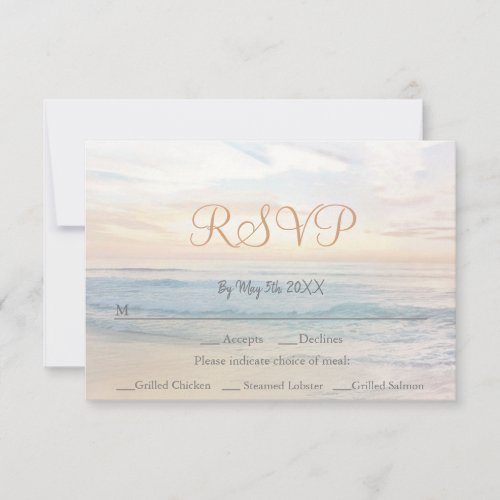 Beach Sunset Beach Themed Seaside Wedding  RSVP Card