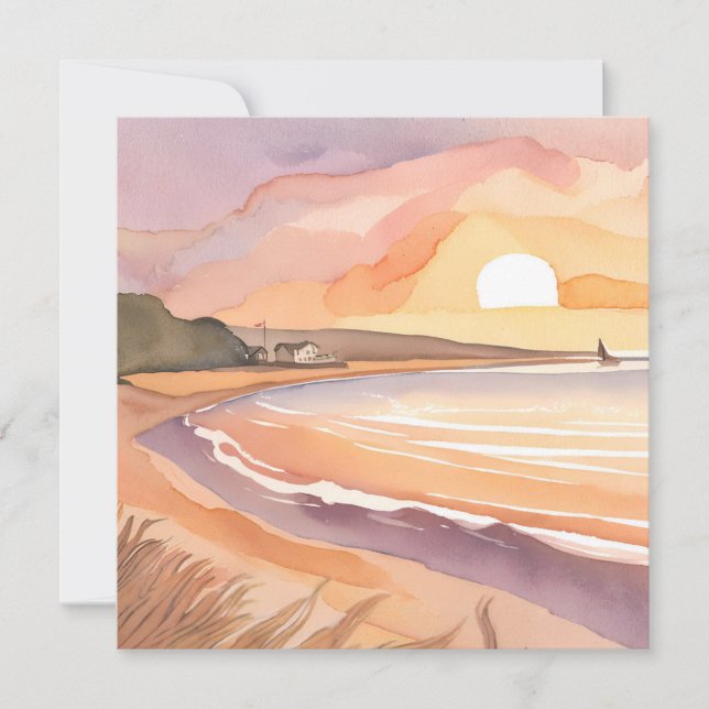 Beach Sunset | Beautiful Watercolor Painting Card (Front)