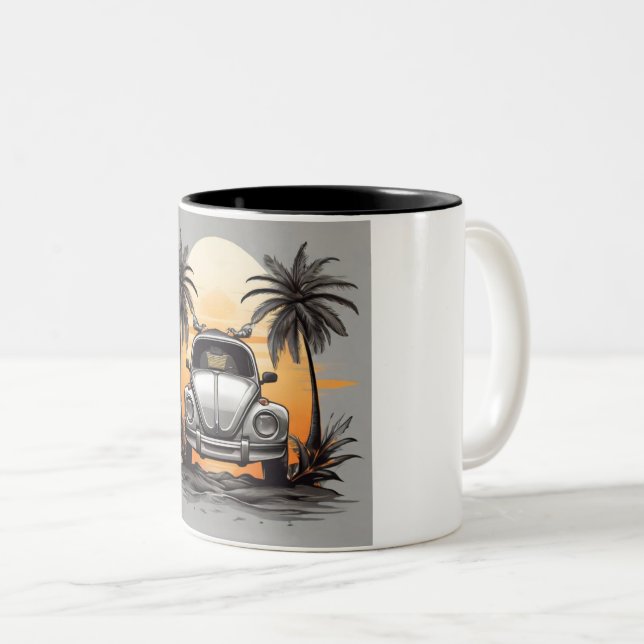 "Beach Sunset Beetle Mug - Coastal Vintage Car Lo (Front Right)