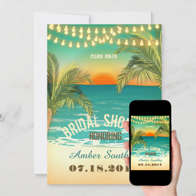 Beach Sunset Bridal Shower Invitation Zazzle