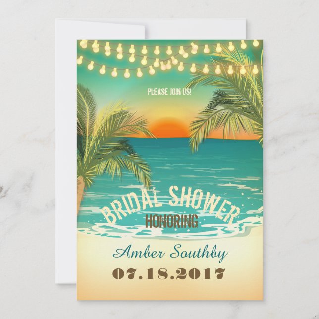 Beach Sunset Bridal Shower Invitation (Front)