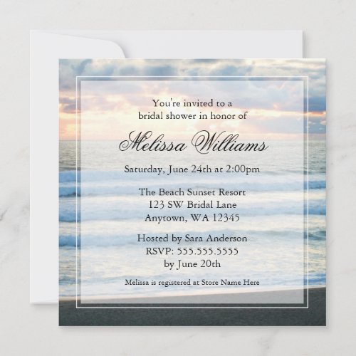 Beach Sunset Bridal Shower Invitations
