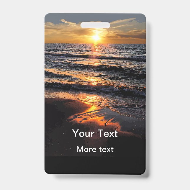Beach Sunset Business Or Inspirational Event Badge (Front)