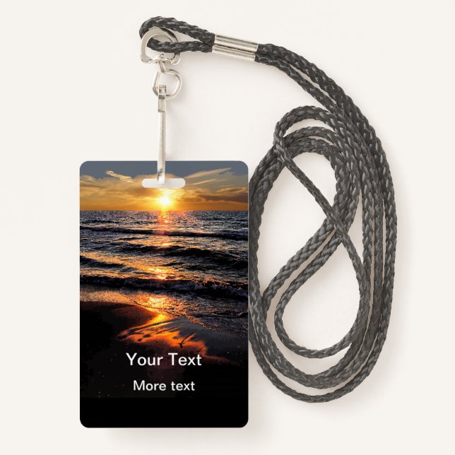 Beach Sunset Business Or Inspirational Event Badge (Front with Lanyard)