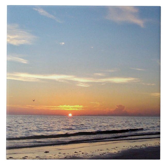 Beach Sunset Ceramic Tile (Front)