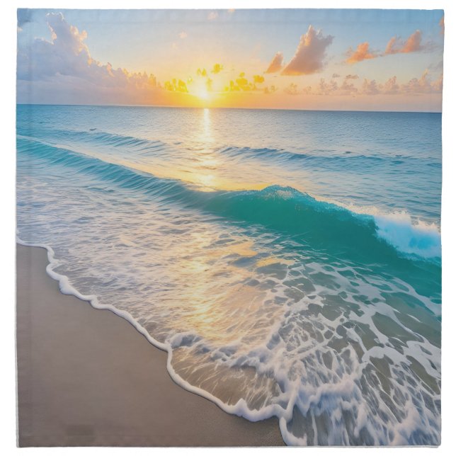 Beach Sunset Cloth Napkin (Front)