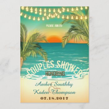 Beach Sunset Couples Wedding Shower Invitation by SpiceTree_Weddings at Zazzle