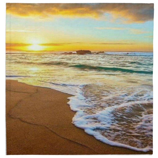 Beach Sunset Decoupage Cloth Napkin (Front)