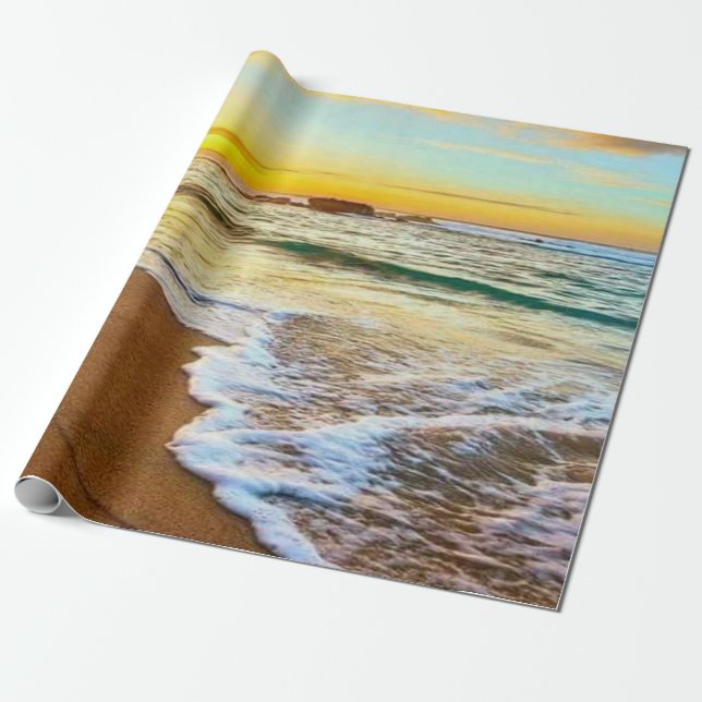Beach Sunset Decoupage Wrapping Paper (Unrolled)
