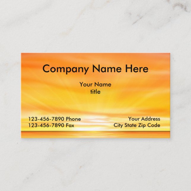 Beach Sunset Design Business Card (Front)
