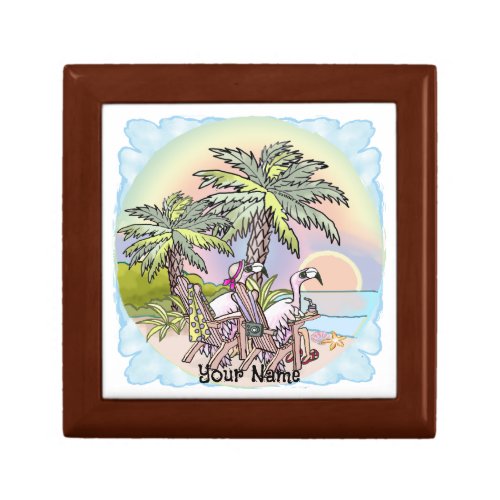 Beach Sunset Flamingo custom name Gift Box