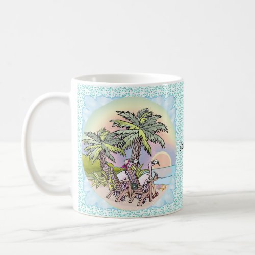 Beach Sunset Flamingo custom name mug