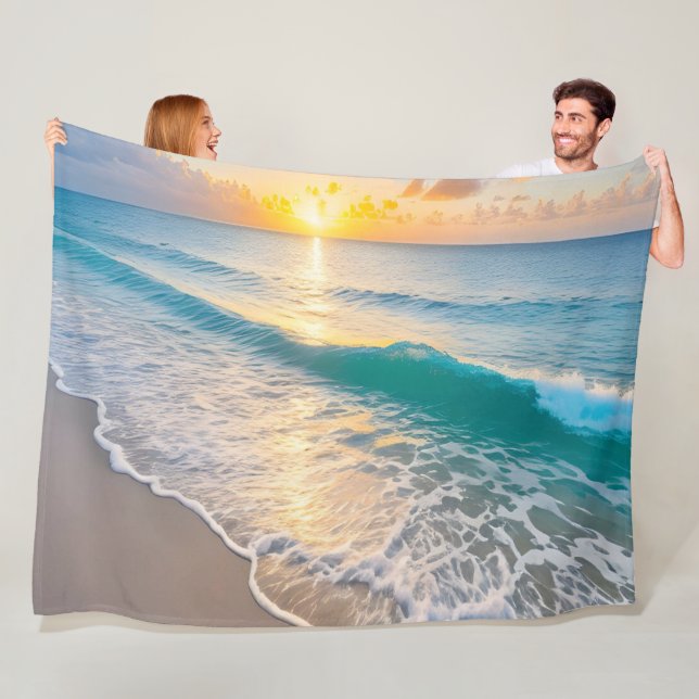 Beach Sunset  Fleece Blanket (In Situ)