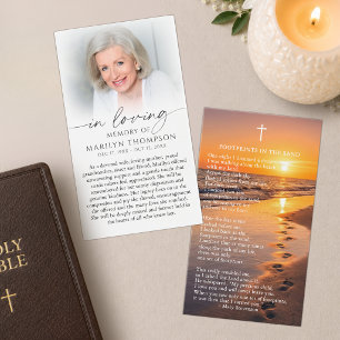 Beach Sunset Footprints Photo Remembrance Card