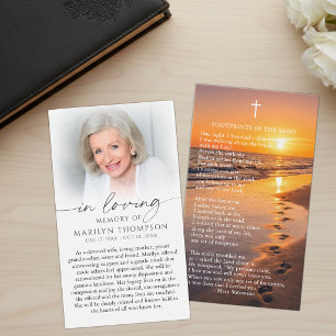 Beach Sunset Footprints Photo Remembrance Card